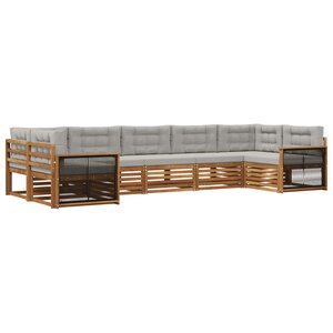 vidaXL Ensemble de canapés d'extérieur 7 Pièces Naturel et gris clair