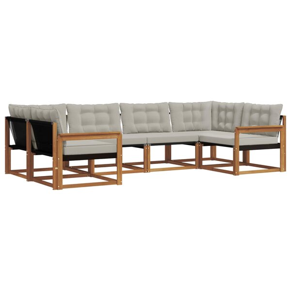 vidaXL Ensemble de canapés d'extérieur 6 pc Gris Naturel et Clair