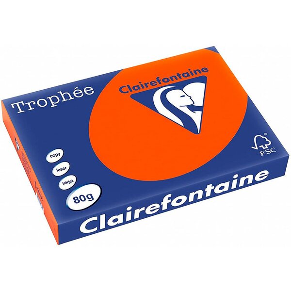 Ramette de 500 feuilles papier couleur TROPHEE 80g A3 rouge cardinal TROPHÉE