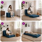 vidaXL Canapé-lit pliable 75 x 63 x 45 cm Bleu