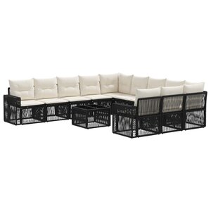 vidaXL Ensemble de canapé de jardin 12 pc Noir et blanc crème