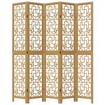 vidaXL Cloison de séparation 5 panneaux marron bois paulownia massif