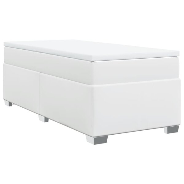 vidaXL Sommier à lattes de lit avec matelas Blanc 100x200cm Similicuir