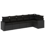 vidaXL Salon de jardin 6 Pièces avec coussins noir résine tressée