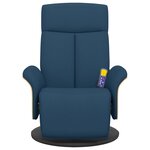 vidaXL Fauteuil inclinable de massage avec repose-pieds bleu tissu