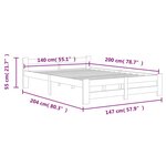 vidaXL Cadre de lit sans matelas gris foncé pin massif 140x200 cm