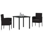 vidaXL Ensemble de salle à manger pour jardin 3 Pièces Noir polyrotin
