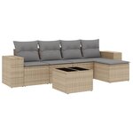 vidaXL Salon de jardin avec coussins 6 Pièces beige résine tressée