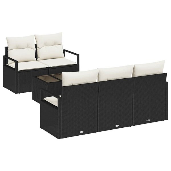 vidaXL Ensemble de canapé de jardin 6 Pièces Noir  Crème 55 x 55 x 37 cm