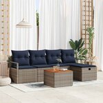 vidaXL Ensemble de canapé de jardin avec coussin 6 Pièces Gris Poly rotin