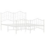 vidaXL Cadre de lit métal sans matelas et pied de lit blanc 140x190 cm