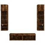 vidaXL Unités murales TV avec LED 6 Pièces chêne fumé bois d'ingénierie