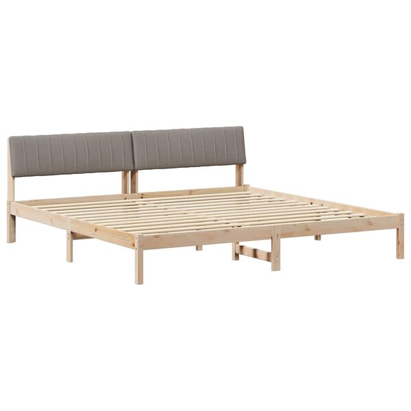 vidaXL Cadre de lit Marron et taupe 200 x 200 cm Bois massif en pin