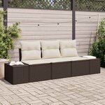 vidaXL Ensemble de canapé de jardin avec coussin 3 Pièces Marron et Crème