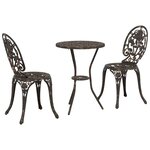 vidaXL Ensemble bistro de jardin 3 Pièces Bronze Aluminium