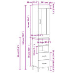vidaXL Buffet haut Gris béton 34 5x34x180 cm Bois d'ingénierie