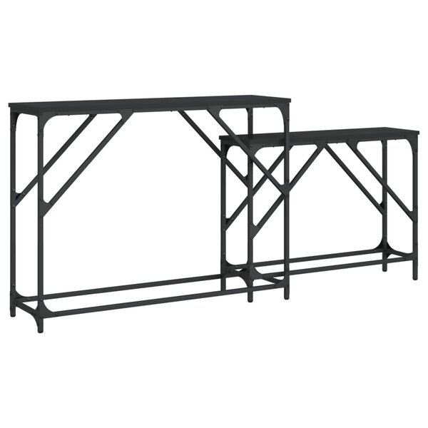 vidaXL Tables console gigognes 2 Pièces noir bois d'ingénierie