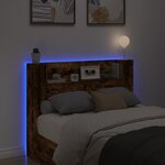 vidaXL Armoire tête de lit avec LED chêne fumé 140x16 5x103 5 cm