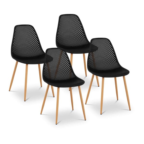 Lot de 4 chaises salon salle à manger restaurants  les cafés  les bureaux et les salles d'attente 150 kg max hauteur 46 cm plastique & acier noir 4_0006002