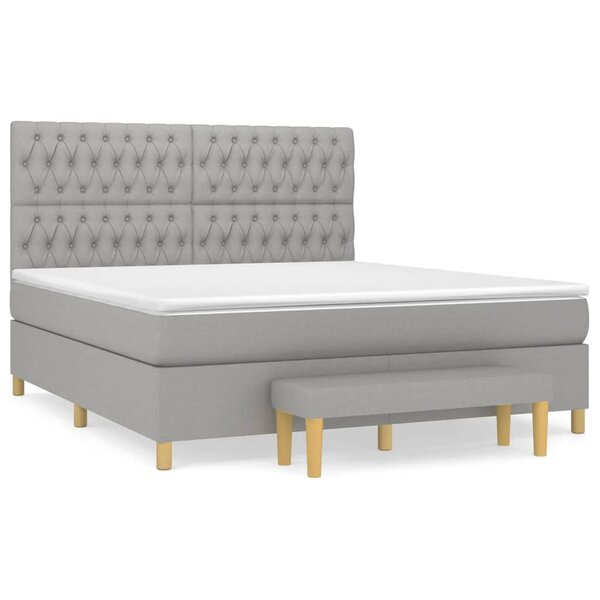 vidaXL Sommier à lattes de lit avec matelas Gris clair 180x200cm Tissu