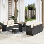 vidaXL Ensemble de canapé de jardin 9 Pièces Noir polyrotin