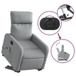 vidaXL Fauteuil de massage inclinable Gris clair Tissu