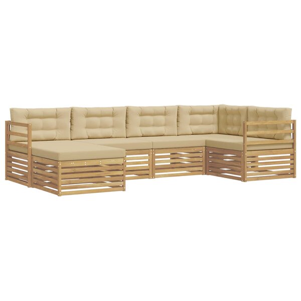 vidaXL Ensemble de canapés d'extérieur 6 pc Blanc et Beige Polyester