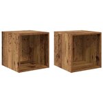 vidaXL Meuble mural avec étagère 2 Pièces Bois ancien 37 x 37 x 37 cm