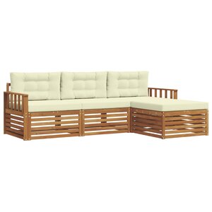 vidaXL Ensemble de canapés d'extérieur avec coussin Naturel et Crème