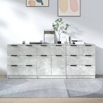 vidaXL Buffets 3 Pièces gris béton bois d'ingénierie