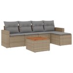 vidaXL Salon de jardin avec coussins 6Pièces mélange beige résine tressée