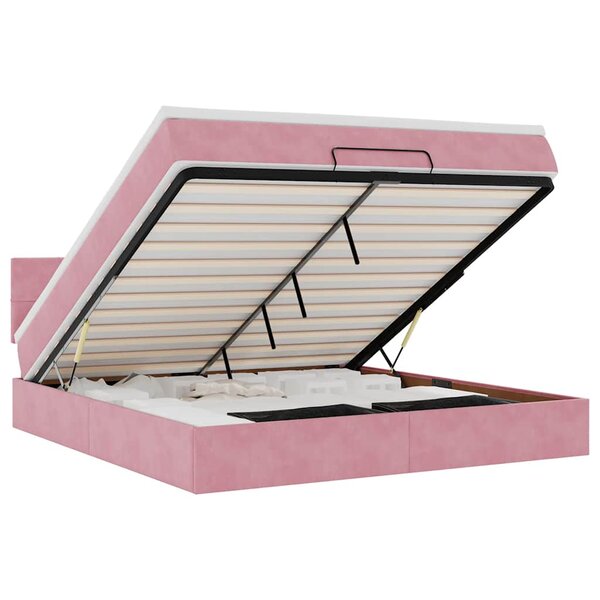 VidaXL Cadre de lit ottoman avec matelas rose 180x200 cm velours