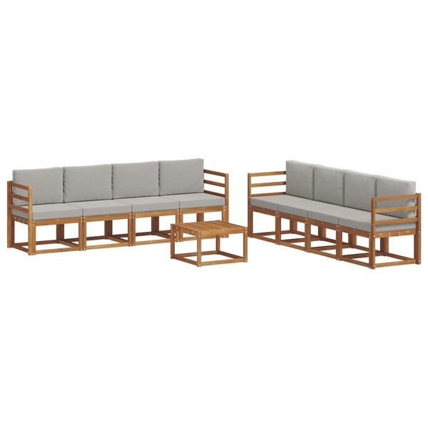 vidaXL Ensemble de canapés d'extérieur 9 Pièces Gris Naturel et Clair