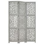 vidaXL Cloison de séparation 3 panneaux Gris 120x165 cm Bois manguier