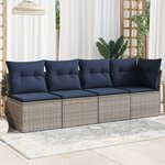 vidaXL Canapé de jardin 4 places avec coussins gris résine tressée