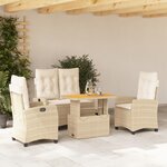 vidaXL Ensemble à manger de jardin coussins 4 Pièces beige résine tressée