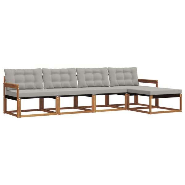 vidaXL Ensemble de canapés d'extérieur 5 pc Gris Naturel et Clair