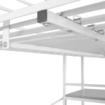 Vidaxl lit superposé avec bureau blanc et marron métal 90x200 cm