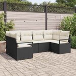 vidaXL Ensemble de canapé de jardin 6 Pièces Noir Poly rotin