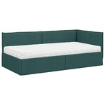 vidaXL Cadre de lit d'angle avec matelas 2 Pièces Vert Velours