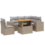 vidaXL Salon de jardin avec coussins 6 Pièces beige résine tressée