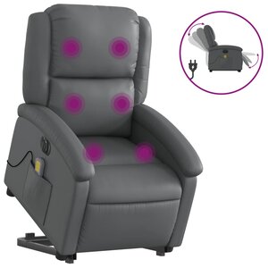 vidaXL Fauteuil inclinable de massage électrique gris similicuir