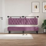 vidaXL Tête de lit suspendue Avec lumière LED Pourpre Velours
