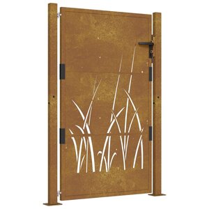 vidaXL Portail de jardin 105x130 cm acier corten conception d'herbe