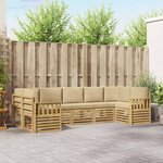 vidaXL Ensemble de canapés d'extérieur 6 Pièces Blanc et Beige