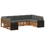 vidaXL Ensemble de canapés d'extérieur 9 pc Naturel et Anthracite