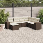vidaXL Salon de jardin avec coussins 7 Pièces marron résine tressée
