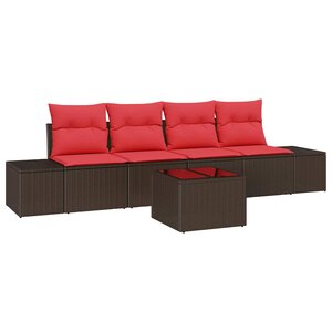 vidaXL Ensemble de canapé de jardin 5 Pièces Beige Rouge 55 x 55 x 37 cm