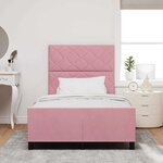vidaXL Cadre de lit avec tête de lit Rose 120 x 190 cm Velours