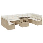 vidaXL Ensemble de canapé de jardin 11 pièces avec coussins beiges en poly rotin